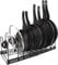joeji's Kitchen Soporte para sartenes para armario Organización de cocina con 2 estantes para ollas Soporte para sartenes para armario Organizador de tapas de ollas con 9 ranuras