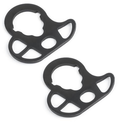QIRUIMY 2PCS Tactical Sling Swivel End Plate,CQD Rear Sling Mount with Double Louble Loops Accessories for AEG M4 / M16 End Plate rod (Black)
