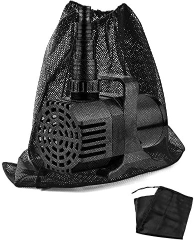 QWORK Pump Barrier Bag, 24 x 26 Large Pond Pump Filter Bag, Pond Pump Mesh Bag, Black Media Bag for Most Pump Pond Biofilters Filtration and Outdoor Pool, 2 Pack
