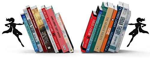 Artori Design Stylische Metall Buchstütze in Schwarz - Bücherhalter für jeden Winkel, Regalbrett, Schreibtisch, Desk - Deko Buch Organizer Bücherhalter - die coolste Geschenkidee (2 x Supergal)