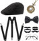 MIVAIUN 6 Stück 20er Jahre Herren, 1920er Herren Kostüm Zubehör Set, Verkleidung wie Gatsby, Charleston Gatsby Mafia Gangster Kostüm Accessoires, für Karneval Maskerade Event Party (Set F)