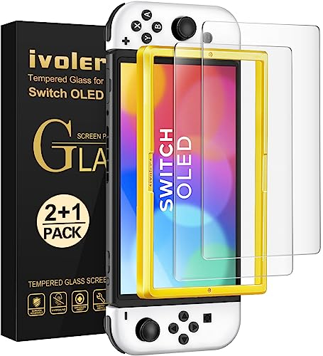 ivoler 2 Piezas Protector de Pantalla Compatible con Nintendo Switch Oled, Película Mate Anti-Huellas, Incluye Marco de Instalación Fácil, Cristal Vidrio Templado Premium