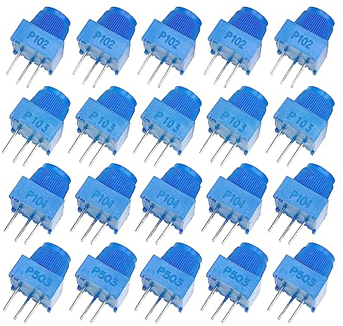 Cermant Potentiometer-Set mit blauen Knöpfen, Variabler Widerstand, 1 K, 10 K, 50 K, 100 K Ohm, 20 Stück
