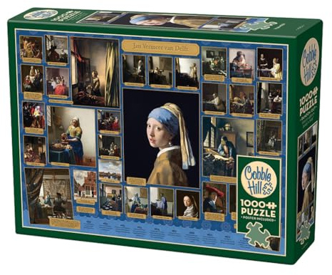 Cobble Hill 1000 Piece Puzzle Collage Of Fine Art By Vermeer - Poster Included