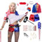 JMOCD Quinn Cosplay Kostüme,Mädchen Bösewicht Suicide Kostüm Mädchen Cosplay Costume für Halloween Karneval (Erwachsene,XL)