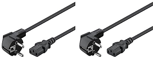 Wentronic Netzkabel abgewinkelter (Schuko auf IEC 320 C13) 3m schwarz (Packung mit 2)