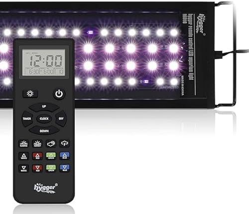 hygger Aquariumleuchte mit Fernbedienung, anpassbare Vollspektrum-LED-Aquariumleuchte, Standard- und Wettermodus, DIY-Modus für bepflanzte Süßwasseraquarien (18W (für 30-45cm))