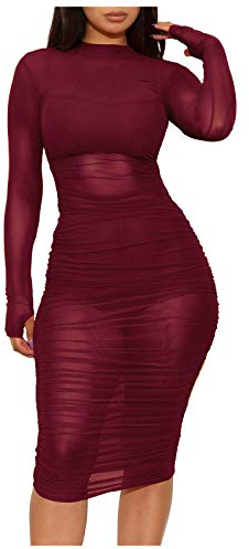 rtdgcv Pool Dance Stangen Lange Weste Mesh mit Kleiderärmeln Drei und Shorts Outfit Piece Damen Sexy Rüschen Sexy Sheer Damen Anzüge & Sets Kurze Hose Damen Sommer (Red, XL)