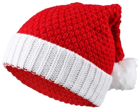 TAGVO Weihnachtsmütze, Nikolausmütze für Unisex Stricken Weihnachtsmann Mütze Erwachsene Kinder Bequemer Weihnachtsmützen für Weihnachten Neujahr und Partybedarf