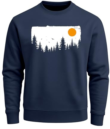 Neverless® Sweatshirt Herren Wald Bäume Outdoor Adventure Abenteuer Natur Rundhals-Pullover Fashion Streetwear