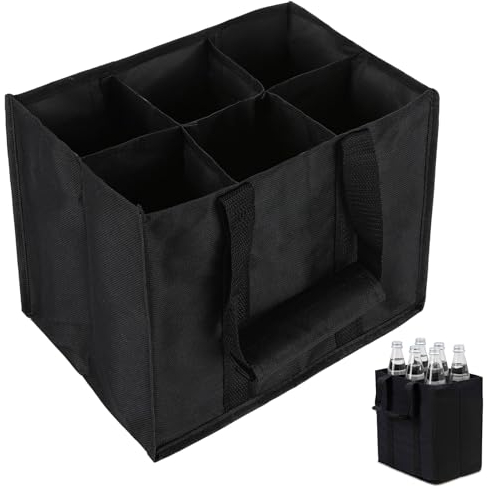 GRKB 2 PCS 27 * 18 * 27Cm Borsa Portabottiglie 6 Scomparti Borsa per Bottiglia Sacchetto Porta Bottiglie di Vino con Divisori per Bottiglie per Il Trasporto con Divisori per Bottiglie