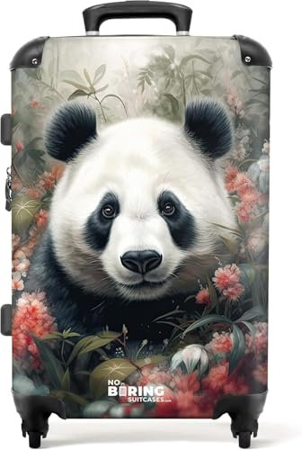 NoBoringSuitcases.com Reisekoffer, Koffer Groß, Hartschalenkoffer Groß, TSA Schloss, Trolley Koffer Mittelgroß, Reisekoffer Groß, Koffer M, Koffer Mittelgroß (Panda - Rot, 67 cm - 72 L)