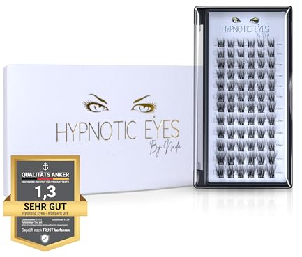 HYPNOTIC EYES – Handgemachte Wimpern Extensions. 72 Einzelne Cluster Lashes. DIY Lash Wimpernverlängerung für Zuhause