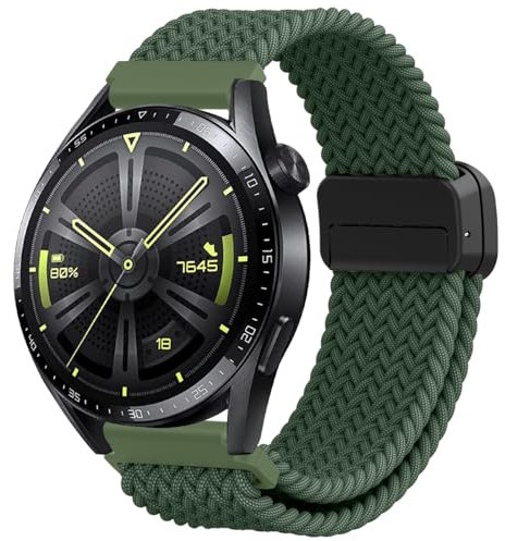 Correa para Huawei Watch GT4 46mm/GT3 46mm/GT2 46mm, 22mm Correa Magnética Ajustable Nylon Repuesto para Huawei Watch GT4 Pro/GT3 Pro/GT2 Pro/GT2e/Galaxy Watch 3 45mm/Galaxy Gear S3 Frontier/Classic