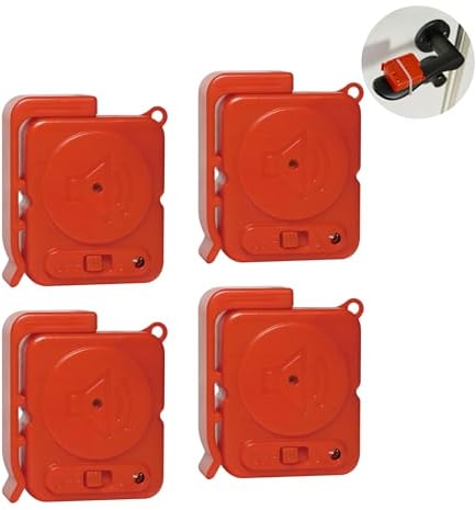 Mengshen 4 Pack Door Handle Alarm, 120dB Loud Alert Siren Door Window Open Vibraion Sensor Detection DIY Protection for Home Apartment Kids Elderly Portable (Red)