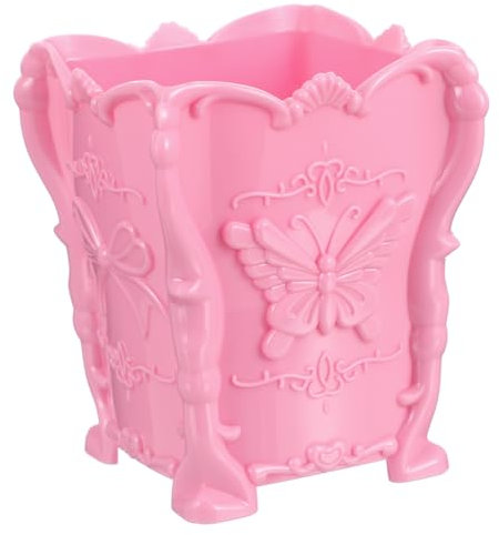 Healeved Acrylic Makeup Brush Pot Holder Carved Cosmetic Storage Organizer for Makeup Brushes for Vanity Table Setup