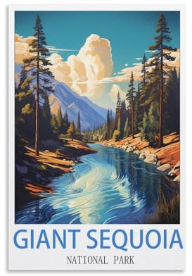 CYYHGEE Giant Sequoia National Park Vintage Travel Poster 08x12inch(20x30cm) Canvas Poster Wall Art Living Room Home Decor