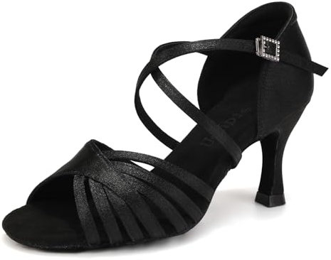 Uonpie Scarpe da Ballo Latino Americano Donna Raso Professionale Scarpe da Salsa Tango Bachata Scarpe con Punta Aperta, 38 EU
