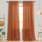 Boho-Vorhänge, 2-teiliges Set, 2-teiliges Set, dunkles Orange, 2-teiliges Set, Herbst-Bohemian-Bauernhaus, MCM Mid Century, modern, durchscheinend, Leinen, eklektische Vorhänge für Schiebetür