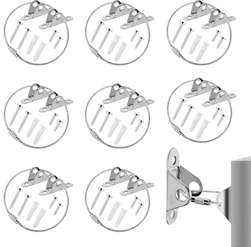 8Stks Anti Kipp Möbelgurt aus Stahl Set, Babysicherheit Anti Kipp Möbel Wandanker, Hochleistungs Möbelgurt Wandbefestigung, Kippsicherung Möbel, Sicherheitsgurte für Schrank Kommode Bücherregal