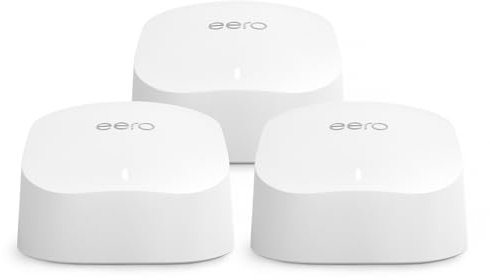 Amazon eero 6 Mesh-WLAN-Router | 900-Mbit/s-Ethernet | Bis zu 420 m² Abdeckung | Für Verbindungen mit über 75 Geräten | Dreierpack