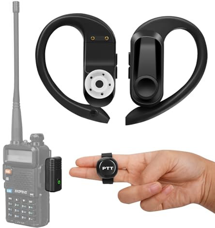 Walkie Talkie - Auricolare wireless con microfono PTT, vivavoce con microfono a cancellazione del rumore, compatibile con radio BaoFeng uv-k5 Kenwood Btech e altro (non compatibile con