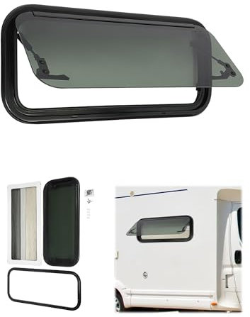 Wohnmobilfenster 700x300 mm Wohnwagen Fenster 85° Ausstellfenster Camper E4 Wohnmobil Fenster mit fliegengitter und integriertem Rollo, Wohnmobil Seitenfenster RV Externes Push Fenster