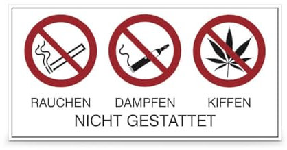 Betriebsausstattung24 Cannabis Verbotsschild - Rauchen Dampfen Kiffen Nicht gestattet - Größe(BxH): 30,0 x 15,0 cm - Aluminium Verbundplatte