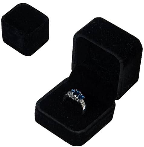 Toyhood Velvet Ring Box, Wedding & Engagement Proposal Gift (Black)