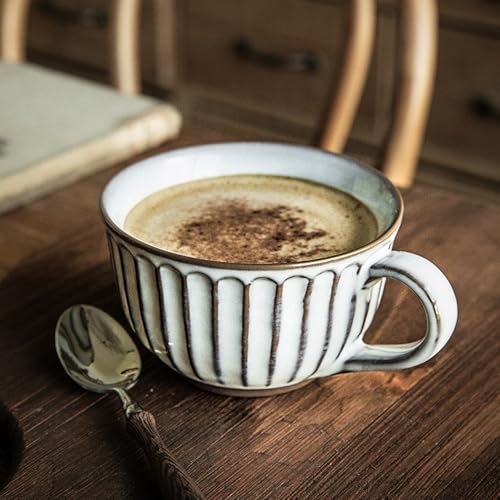 Tazza da caffè grande, 700 ml, grande ciotola con manico, ciotola per cereali con manico, tazza da caffè XXL, tazza da caffè grande in ceramica (bianco, 400 ml)