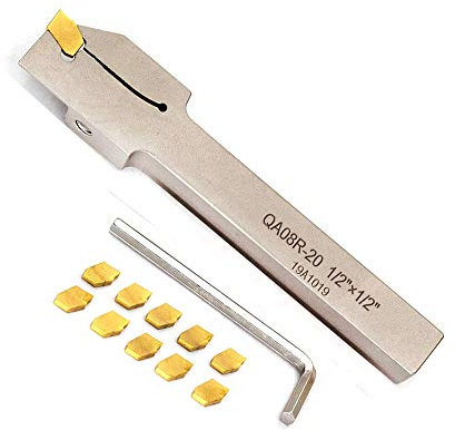 1/2 Schaft, vernickelt, indexierbarer Drehbank-Einstechhalter, strapazierfähig, mit 10 Stück GTN-2 (QC1402) Hartmetalleinsätzen, QA08R-20 Rechtsschneidendes Werkzeug