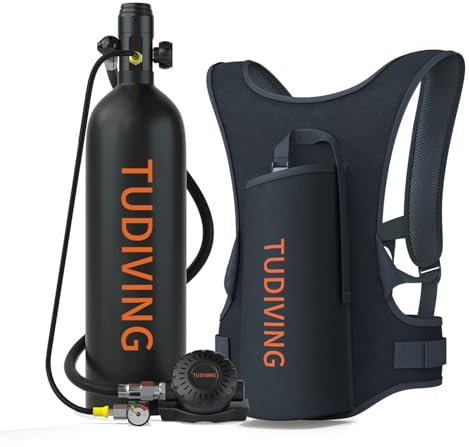 TUDIVING Mini Botella de Buceo de 2 l, pequeña Botella de oxígeno para Buceo, Mini Botella de Buceo con Tanque de oxígeno de 30 a 45 Minutos, Equipo de Buceo, Equipo de Buceo portátil S700 Plus