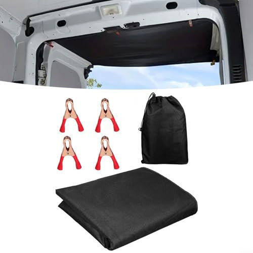 EpheyFIF Rear Barn Door Awning Cover For Nissan NV200/Mercedes Sprinter/Ford For Transit – 210D Oxford, Waterproof, Windproof, 4 Clips, Black, Fitment
