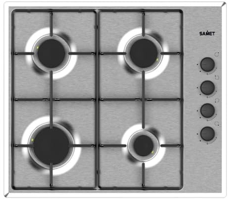 Piano cottura 4 fuochi inox Samet Ariane