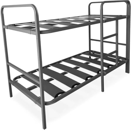 amuéblate online - Letto a castello rinforzato completo di ringhiera e scala metallica, struttura 40 x 30 mm con doghe larghe anti - rumore, 90 x 190