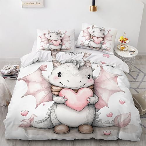 BSYYZQC Bettwäsche 135x200 Liebe Bettwäsche-Sets Ochse Bettbezug Weiche Atmungsaktiv Mikrofaser mit Reißverschluss und 2 Kissenbezüge 80x80 für Kinder Geeignet