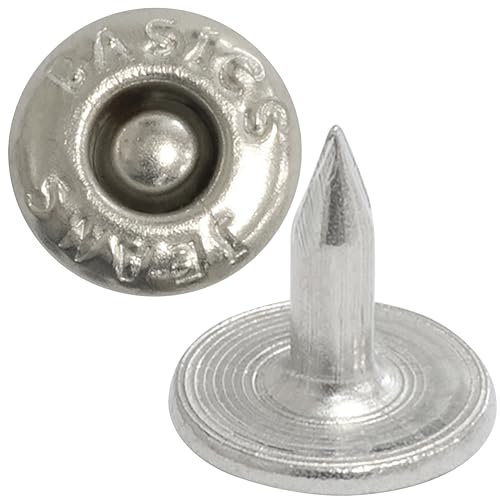 AERZETIX - Juego de 50 Remaches botones planos ⌀9.5mm longitud 9mm - BASIC JEANS - en metal - color cromo - para cuero tela vaquera ropa marroquinería textiles