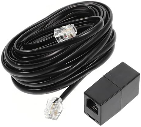 Lurrose 15ft Telephone Cable Kit Coupler and Clips RJ11 4-Pin Landline Phone Wire for Use 17-Piece Set Cable Staples and Wire Clips