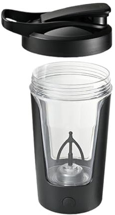 Shaker Bottle New Edition – Rechargeable, Powerful for Smooth Protein Shakes | includes Supplement Storage, BPA frree, 600ml Cup, Silver Blue, Gray, Electric Protein Shaker Bottle, Portable, Rack Saf