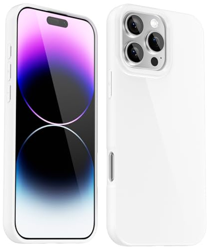 Svanove for iPhone 14 Pro Max Case Silicone, Glossy Soft Rubber Gel Jelly Cute Protective Plastic Simple Plain Phone Case Cover for Women Girl, Slim Thin Flexible Shockproof TPU, White