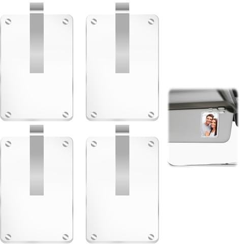 Lot de 4 supports photo magnétiques personnalisés en acrylique, accessoires de voiture, support photo pour pare-soleil de voiture, cadre photo personnalisé pour voiture