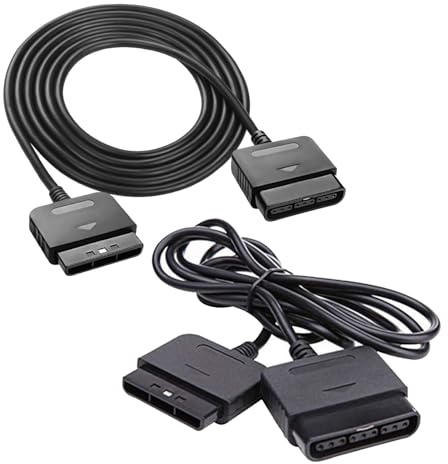 GERUI Verlängerungskabel kompatibel fürPlaystation 2 PS1PS2 Controller Verlängerung Extansion Gamepad，1.8M Verlängerungskabel (2)