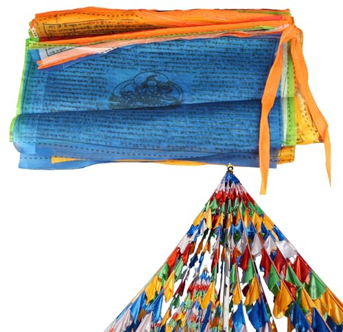 Drapeaux De Prière Tibétains | 20 Pièces Décoration Bannière - Drapeaux d'Art Tibétain 25x15 cm pour Paix Méditation Cour Intérieure et Extérieure
