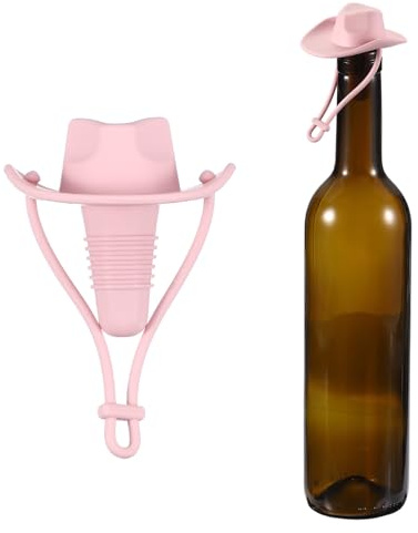 sourcing map Silicone Cowboy Hat Wine Stopper, Reusable Fun Wine Stoppers Airtight Leak-Proof Bottle Plug Novelty Beer Beverage Glass Bottle Stopper for Bar Holiday Party, Pink