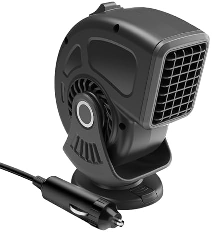 12V 150W Auto Heizung, 2 In 1 Auto Heizlüfter, Tragbare Autoheizung, Auto Defroster, mit 360 Grad Drehhalter, Warmluftgebläse Defogger Scheibenheizung für PKW Wohnwagen LKW, Schwarz