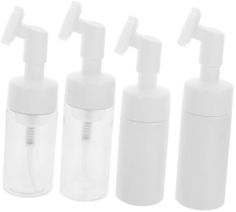 4 Stück, Gesichtsreinigungsbürste mit Flasche, Kunststoff, Manuell | Tägliche Gesichtspflege, Nasenreinigung, Tragbares Format, Weißes Zubehör für Reiniger und Haut