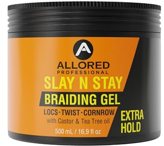 Allored Professional Slay N Stay Lock N Twist Gel - Firm Hold Hair Styling Gel with Castor & Tea Tree Oil Scent - Shape & Hold Formula for All Hair Types, Adds Shine 500ml