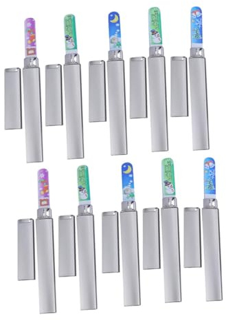 Homoyoyo Lot de 10 Limes à Ongles en Verre 14 CM Thème Noël Polissoirs à Ongles Portables et Légers Outil de Pédicure et Gadget de Nail Art pour Usage Professionnel et Voyage