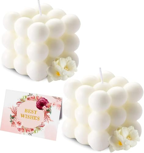 Bubble-Kerzen-Set, 2 Stück, handgefertigte Sojawachskerzen zur Dekoration, rauchfreie Kerzen mit natürlichem Duft, ästhetische Dekokerzen für Wohnzimmer und Schlafzimmer