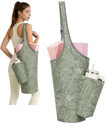 sportsnew Yoga Mat Bag for Women with Drawstring Pocket & Inner Pocket, Large Opening Yoga Mat Carrier for Quick Access, Adjustable Shoulder Strap, Fits 1/4 & 1/2 Thick Mats for Workout, Gym, Pilate